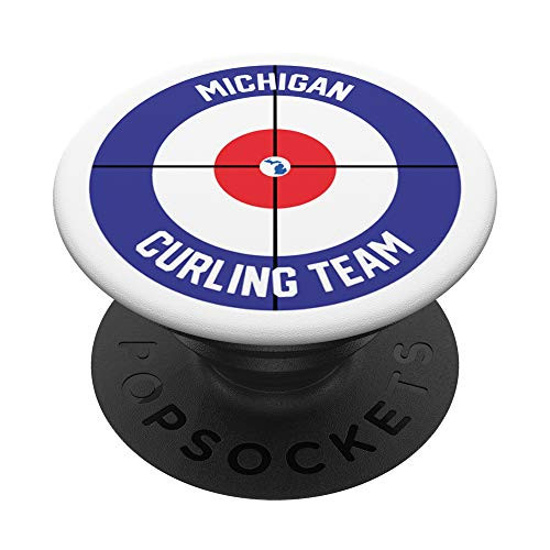 Michigan Curling Team Sweep Rock MI State Outline PopSockets Grip and Stand for Phones and Tablets