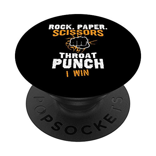 Rock Paper Scissors Throat Punch I Win PopSockets Grip and Stand for Phones and Tablets