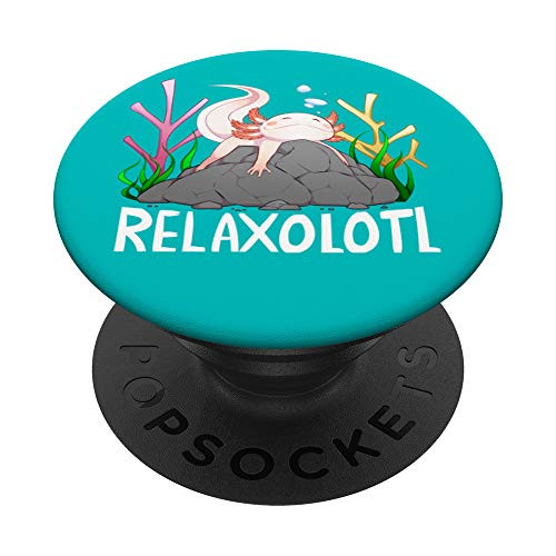 Relaxolotl NEW LOGO a cute relaxing axolotl on a rock PopSockets PopGrip Swappable Grip for Phones  and  Tablets