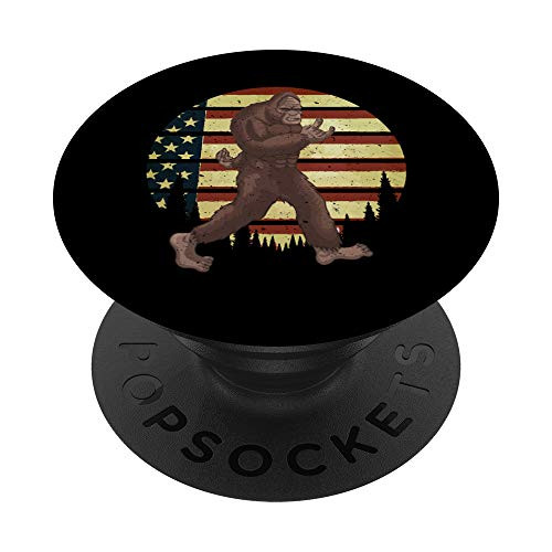 Bigfoot Rock and Roll USA Flag Sasquatch _ Patriotic Gift PopSockets PopGrip Swappable Grip for Phones  and  Tablets
