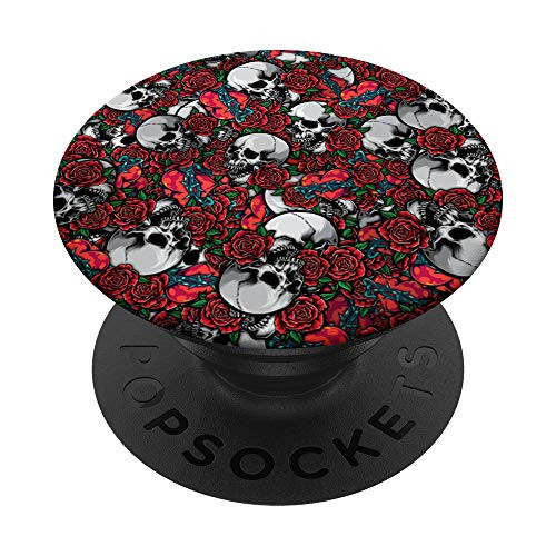 Skulls with Roses and Hearts _ Punk Rock Tatto art Pattern PopSockets PopGrip Swappable Grip for Phones and Tablets Skulls with Roses and Hearts _ Punk Rock Tatto art Pattern PopSockets PopGrip Swappable Grip for Phones and Tablets