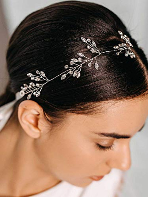 AW BRIDAL Wedding Headpiece Rhinestone Bridal Headband Boho Hair Vine Crystal Bridal Headpieces for Wedding Hair Accessories for Brides Women  Silver