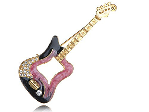 Alilang Clear Crystal Rhinestone Golden Tone Rocker Star Band Guitar Fashion Pin Brooch Alilang Clear Crystal Rhinestone Golden Tone Rocker Star Band Guitar Fashion Pin Brooch