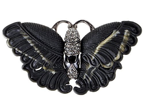 Alilang Abstract Stripe Clear Rhinestones Enamel Matte Black Butterfly Insect Brooch Pin Alilang Abstract Stripe Clear Rhinestones Enamel Matte Black Butterfly Insect Brooch Pin