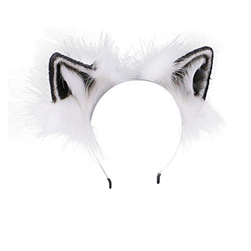 Fxaelian Animal Anime Faux Fur Fox Wolf Bear Cat Dog Ears Headband Halloween Cosplay Costume Party Headpiece Hairband Headwear Hair Accessories for Wo