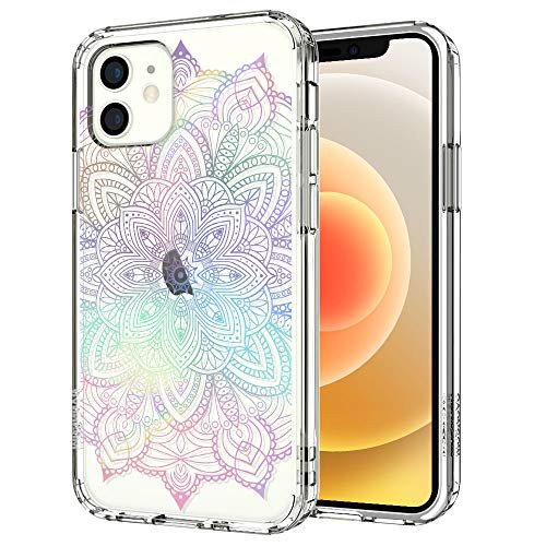 MOSNOVO Rainbow Henna Mandala Floral Pattern Designed for iPhone 12 Mini Case 5_4 Inch_Clear Case with Design Girls Women_ TPU Bumper with Protective