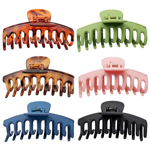 pengxiaomei 6 pcs Matte Plastic Hair Claw Clips_ Nonslip Large Girls Hair Claw Clips Jaw for Women and Girls Thin Hair_ Strong Hold for Thick Hair 4_3 pengxiaomei 6 pcs Matte Plastic Hair Claw Clips_ Nonslip Large Girls Hair Claw Clips Jaw for Women and Girls Thin Hair_ Strong Hold for Thick Hair 4_3