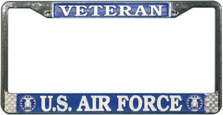 US Air Force Veteran License Plate Frame (Chrome Metal)