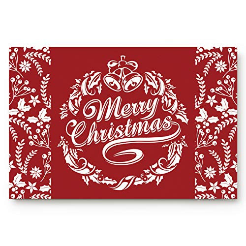Doormats Entrance Rugs Red Christmas Wreaths Holly Entryway Door Mats Floor Mats Apartment Office Front Door 18 x 30 inches Doormats Entrance Rugs Red Christmas Wreaths Holly Entryway Door Mats Floor Mats Apartment Office Front Door 18 x 30 inches