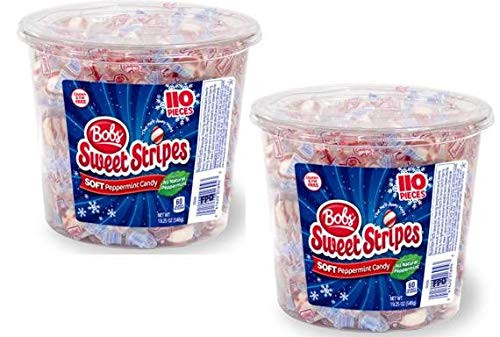 Bobs Sweet Stripes mix 110 pieces Soft Peppermint Candy and Soft Chocolate Mint Candy  Pack of 2