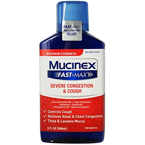 Congestion and Cough Liquid_ Mucinex Fast_Max Severe Congestion and Cough Liquid_ 9 fl_ounce_ Fast Acting Maximum Strength Formula Relieves Nasal  and  Chest