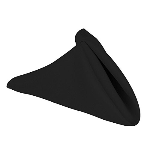 LinenTablecloth 20-Inch Polyester Napkins (1-Dozen) Black