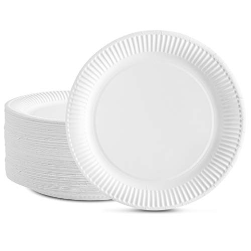 Plasticpro Disposable White Uncoated Everyday Paper Plates 9 Inch Pack of 200