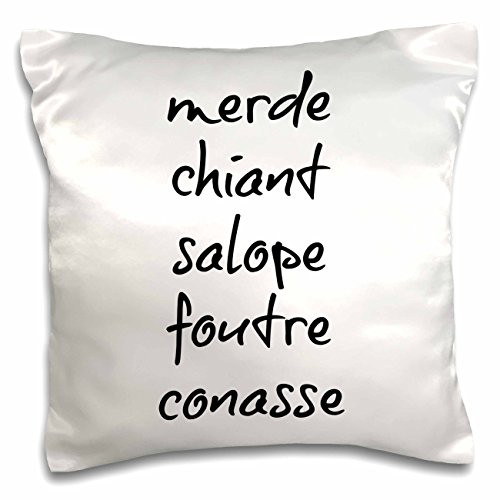 3dRose Merde, Shit in French-Pillow Case, 16 by 16" (pc_216373_1)