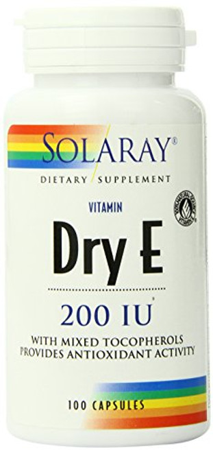 Solaray Dry Vitamin E-200 Capsules, 100 Count