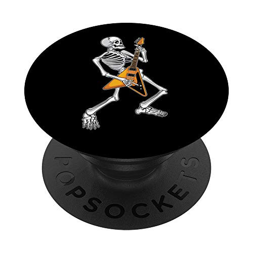 Funny Skeleton Playing Guitar  Cool Rock Guitarist Gift Fan PopSockets PopGrip Swappable Grip for Phones  and  Tablets