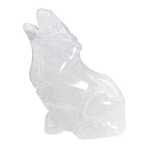 Fekuar 2 inch Natural Rock Quartz Howling Wolf Statue_ Hand Carved Stone Wildlife Animal Figurine Healing Sculpture Collectible Art Fengshui Fekuar 2 inch Natural Rock Quartz Howling Wolf Statue_ Hand Carved Stone Wildlife Animal Figurine Healing Sculpture Collectible Art Fengshui