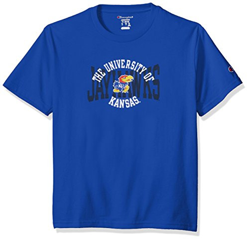 Champion NCAA Youth Boys Shirt 100 percent  Cotton Tagless Tee_ Kansas Jayhawks_ Medium