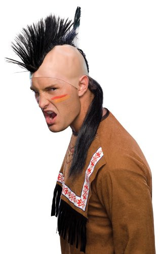 Rubies Indian Mohawk Wig with Skullcap_ Black_ One Size