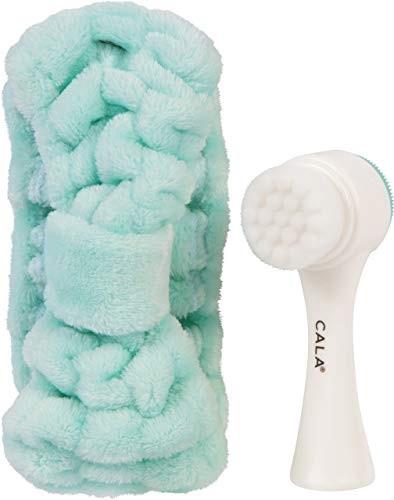 Cala Goal To Glow Dual Action Facial Brush  and  Headband Set  Mint