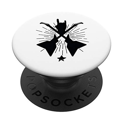 Rock Fingers  and  Crossing Electric Guitars Rocker Gift PopSockets PopGrip Swappable Grip for Phones  and  Tablets
