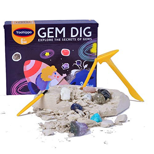 Yoohippo Gemstone Dig Kit_ Dig Up Real Gems Mining Kit_ Gem and Rock Discovery Kit_ STEM Science  and  Educational Excavation Toys for Kids