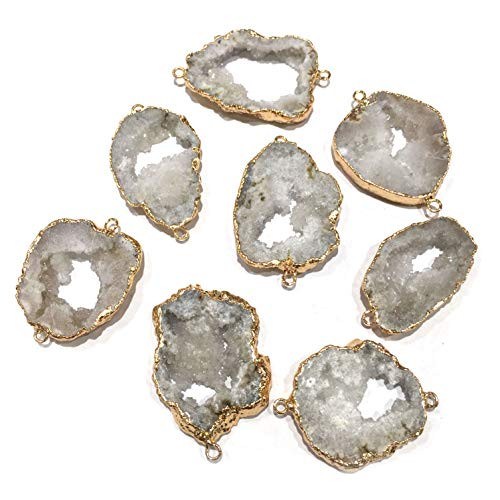 Natural Irregular Druzy Crystal Geode Agate Stone Pendant Links Healing Chakra Gemstone Charm Stone Connectors Charms for Jewelry Making 5 Pcs Natural Irregular Druzy Crystal Geode Agate Stone Pendant Links Healing Chakra Gemstone Charm Stone Connectors Charms for Jewelry Making 5 Pcs