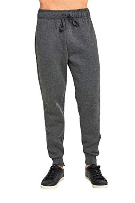 JMR Mens Fleece Sweat Pants_ Elastic Waistband with Drawstring_ Cuffed Bottom Sweatpants with Side Pockets  X_Large_ Charcoal