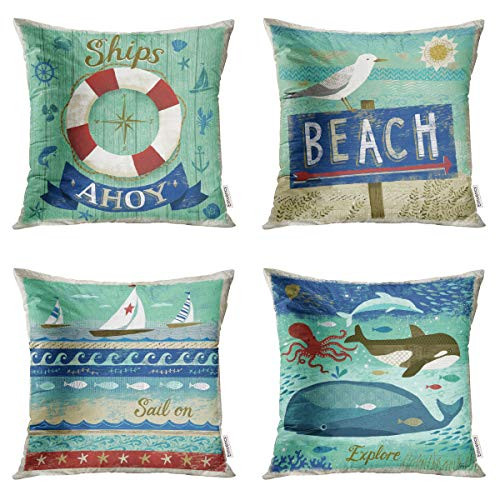 Taysta Pack of 4 Throw Pillow Covers Cases Beach Travel Coastal Whimsical Merry Christmas Decorative Square Pillowcase Cover Case Cushion Home Decor 1 Taysta Pack of 4 Throw Pillow Covers Cases Beach Travel Coastal Whimsical Merry Christmas Decorative Square Pillowcase Cover Case Cushion Home Decor 1