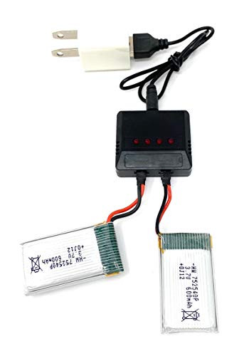 2 pcs 3_7V 600mAh Lipo Battery 25C with 4 in 1 Charger Molex Plug with 100v USB Plug for Syma RC DIY Quadcopter Drone