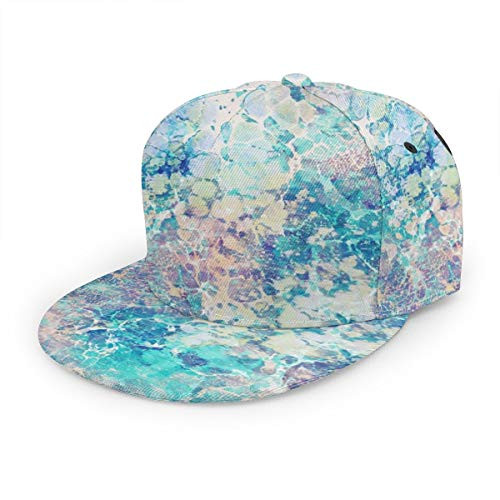 FUNINDIY Mermaid Marble Snapback Hat Hip Hop Baseball Cap Flat Bill Brim Adjustable Trucker Hat for Men Women