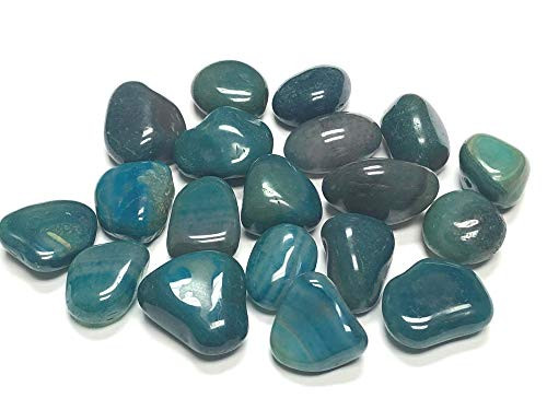 Zentron Crystal Collection Tumbled Dyed Agate _ Large 1 inch  Pieces with Velvet Bag  1 Pound_ Teal