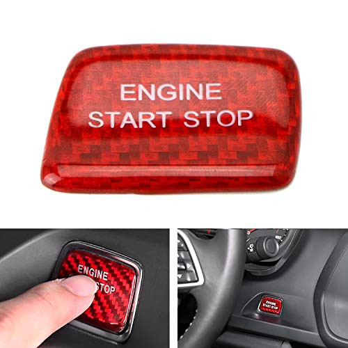 iJDMTOY  1 Gloss Red Real Carbon Fiber Keyless Engine StartStop Push Start Button Cover Compatible with 2016_up Chevrolet Camaro