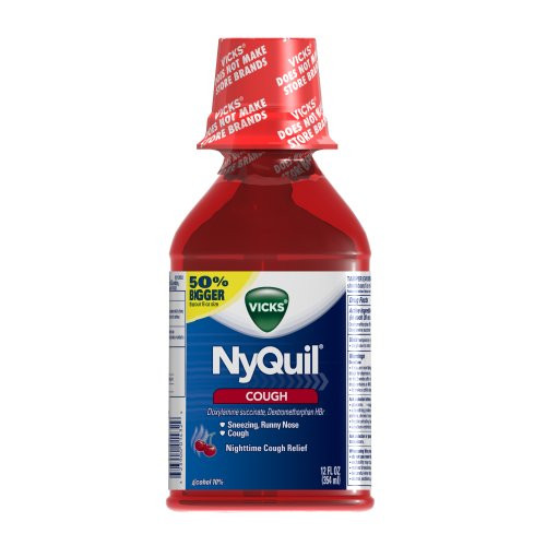 Vicks NyQuil Cough Nighttime Relief_ 12 Fl ounce_ Cherry Flavor _ Relieves Sore Throat_ Runny Nose_ Cough