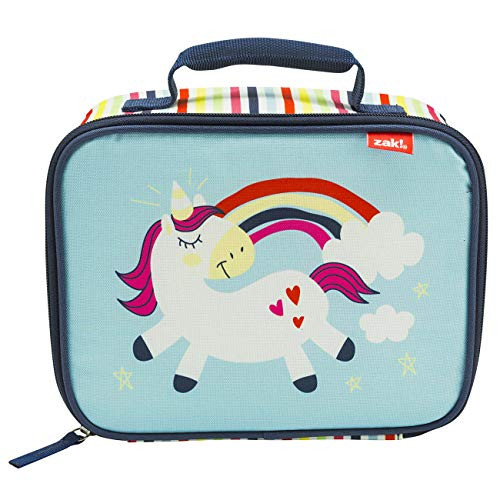 Zak Designs Happy Things Inner Mesh Pocket Insulated Lunch Bag_ Rectangle_ Unicorn