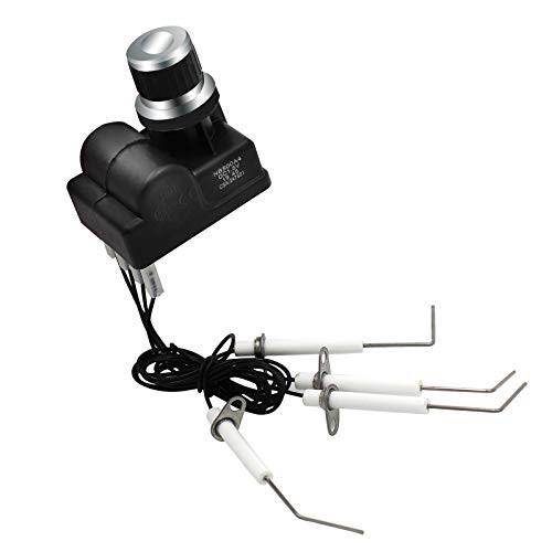 MCAMPAS Grill Igniter Kit for Blackstone 28 Inch Griddle_ 4 Outlet Universal AA Battery Silver Cover Spark Igniter with High Spark Plug Wire Ignition