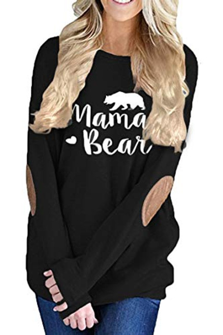 Womens Sweatshirts mama bear Long Sleeve Pullover Tshirt Pockets Casual Loose Blouse Tops 3_Black_M Womens Sweatshirts mama bear Long Sleeve Pullover Tshirt Pockets Casual Loose Blouse Tops 3_Black_M