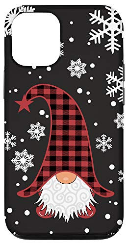 iPhone 1212 Pro Gnomes Buffalo Plaid Christmas Snowflakes Gift Santa Case