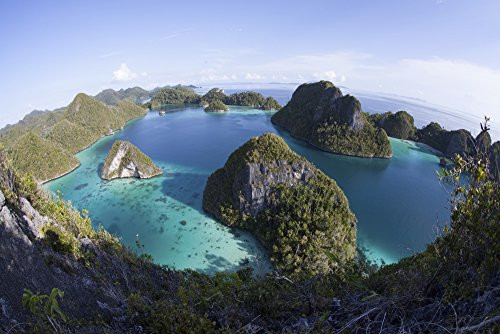 Posterazzi Limestone islands surround a lagoon in a remote part of Raja Ampat Poster Print_  17 x 11