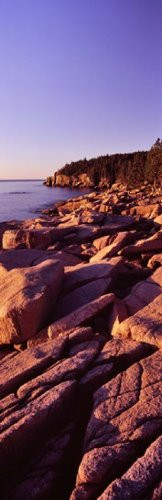 Posterazzi Rock formations on the coast at sunset Acadia National Park Maine Poster Print_  18 x 6