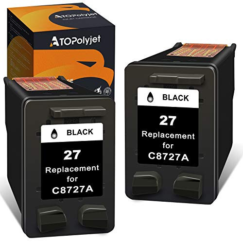ATOPolyjet Remanufactured Cartridges Replacement for HP 27 Combo Pack C8727AN for DeskJet 3520 3650 3845 3550 3420 3745 3847 OfficeJet 5610 4315 5600