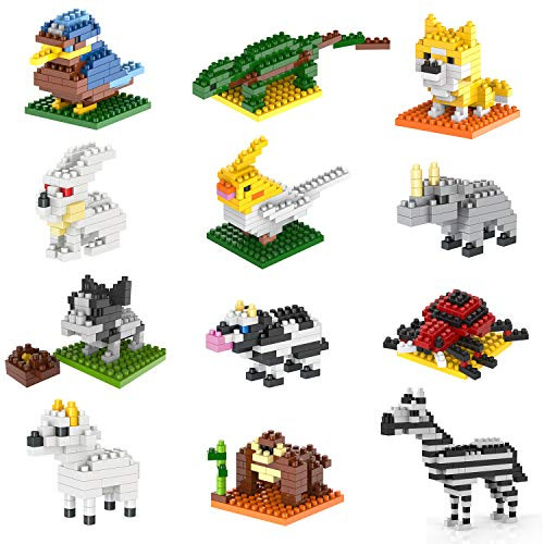 Kimiangel 12PCS Mini Animals Building Blocks Sets Party Favors for Kids Goodie Bags_ Prizes_ Birthday Gifts Kimiangel 12PCS Mini Animals Building Blocks Sets Party Favors for Kids Goodie Bags_ Prizes_ Birthday Gifts