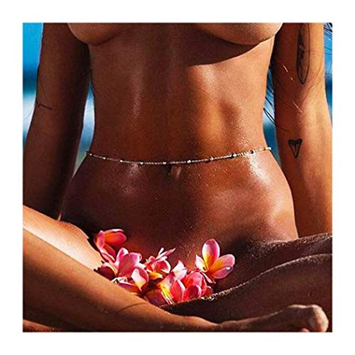 Yokawe Boho Waist Chain Belt Silver Beads Belly Body Chains Summer Beach Body Accessories Jewelry for Women and Girls