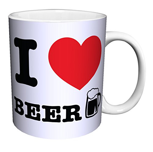 I Heart Beer (Alcohol Booze) Novelty Drinking College Humor Quote Decorative Ceramic Gift Coffee (Tea, Cocoa) 11 Oz. Mug