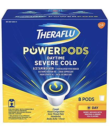 Theraflu Daytime Severe Cold and Flu Medicine for Adults and Children 12 plus _ Multisymptom Cold and Flu Relief PowerPods_ Berry with Menthol and Green Te