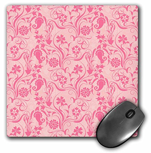 3dRose LLC 8 x 8 x 0.25 Inches Mouse Pad, Pink Paisley Pattern (mp_62962_1)
