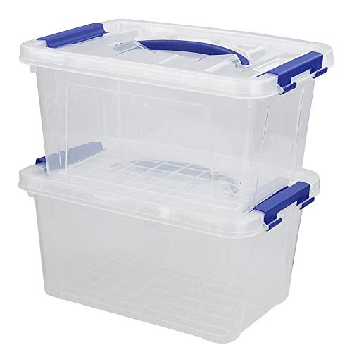Jekiyo Clear Plastic Storage Bin_ 6 Quart Latching Box Tote with Lid_ Set of 2 Jekiyo Clear Plastic Storage Bin_ 6 Quart Latching Box Tote with Lid_ Set of 2