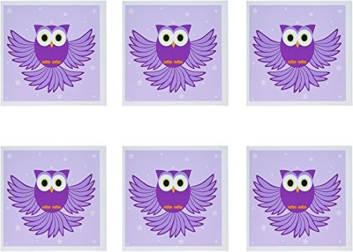 3dRose Cute Purple Flying Owl Under Stars - Greeting Cards, 6 x 6 inches, set of 6 (gc_20374_1)