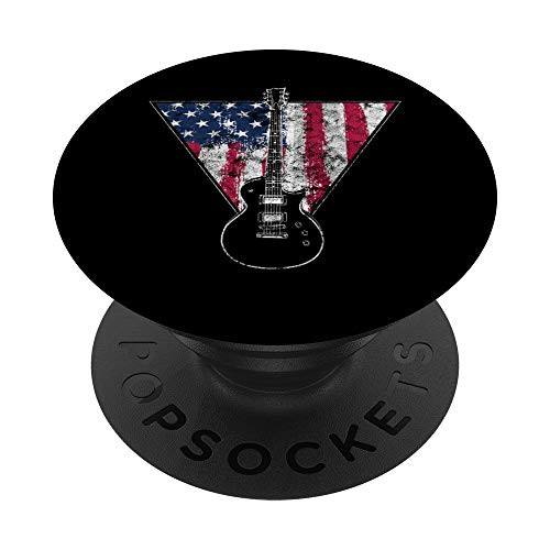 American Flag Guitar Vintage Rock and Roll Guitarist PopSockets PopGrip Swappable Grip for Phones  and  Tablets
