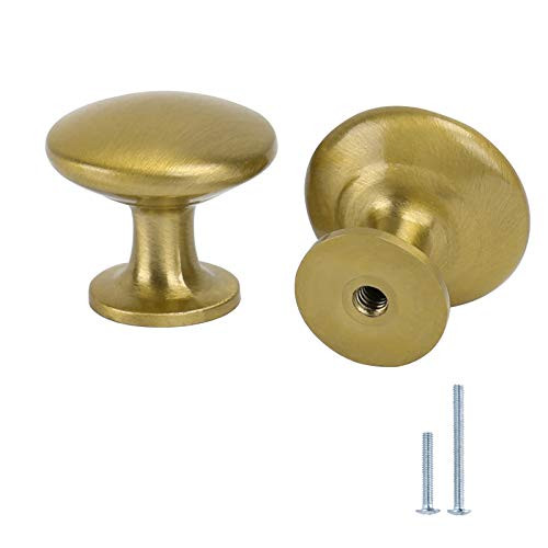 Brushed Brass Cabinet Knobs Kitchen Cabinet Knobs 10 Pack _ Peaha 6050GD Round Knobs for Dresser Drawers Cabinet Knobs Stainless Steel Gold 1_1 Diamet
